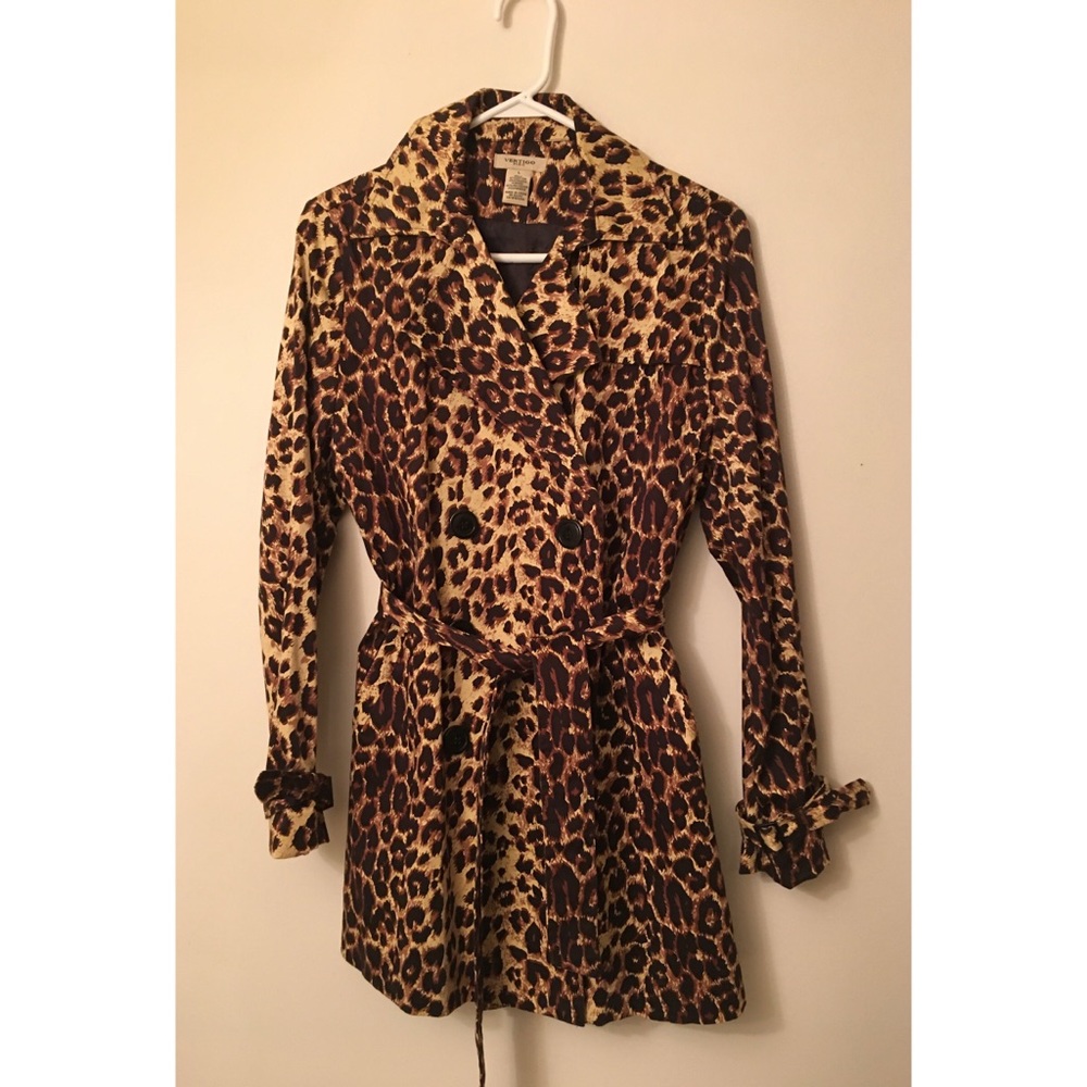 Vertigo Animal Print Trench Coat, Size L.